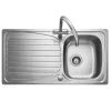 Leisure Euroline Plus 1 Bowl Polished Stainless Steel Sink with Reversible Drainer - 950 x 500mm
