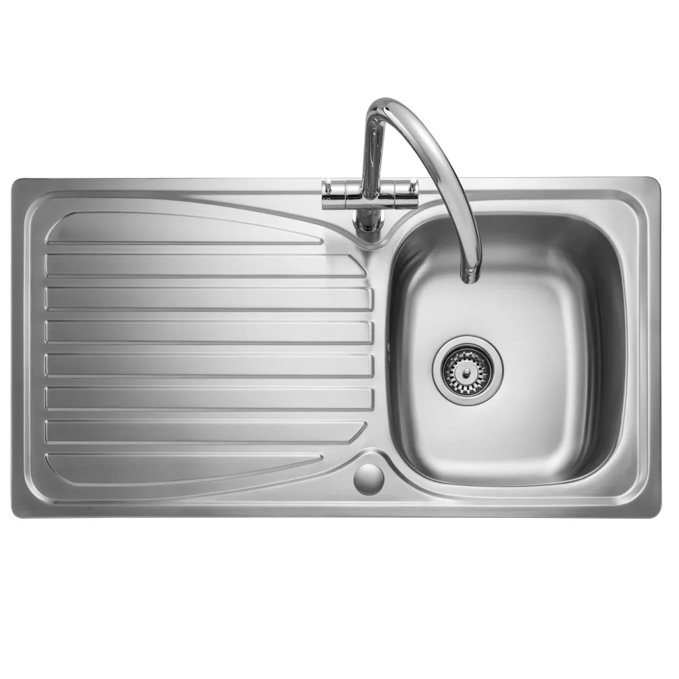 Leisure Euroline Plus 1 Bowl Polished Stainless Steel Sink with Reversible Drainer - 950 x 500mm
