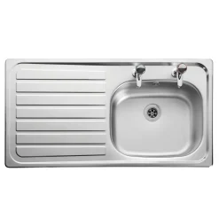Leisure Lexin Satin Stainless Steel Single Bowl Kitchen Sink with Left Hand Drainer - 950 x 508mm
