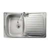 Leisure Linear Compact 1 Bowl Satin Stainless Steel Sink & Waste Kit with Reversible Drainer - 800 x 508mm