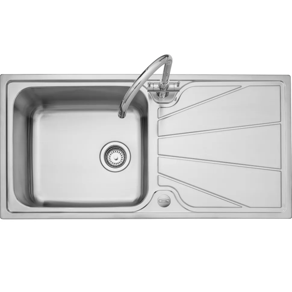Leisure Nimbus 1 Bowl Stainless Steel Kitchen Sink with Reversible Drainer - 1000 x 500mm