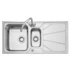 Leisure Nimbus 1.5 Bowl Stainless Steel Kitchen Sink with Reversible Drainer - 1000 x 500mm