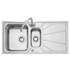 Leisure Nimbus 1.5 Bowl Stainless Steel Kitchen Sink with Reversible Drainer - 1000 x 500mm