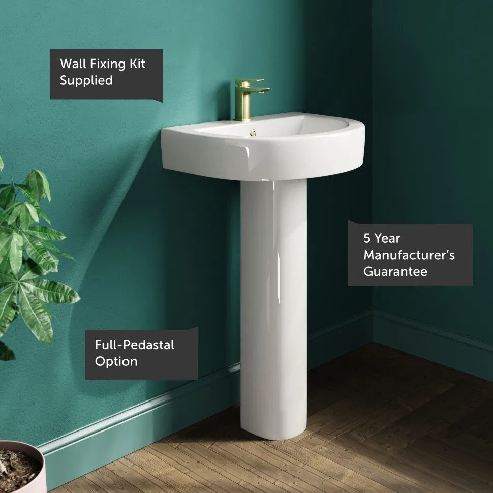 Lorraine 550mm Basin & Full Pedestal