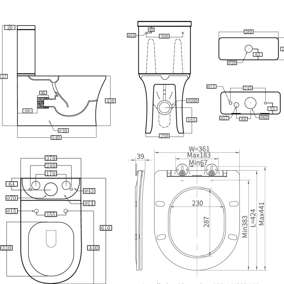 Lydia Rimless Close to Wall Close Coupled Toilet & Soft Close Seat