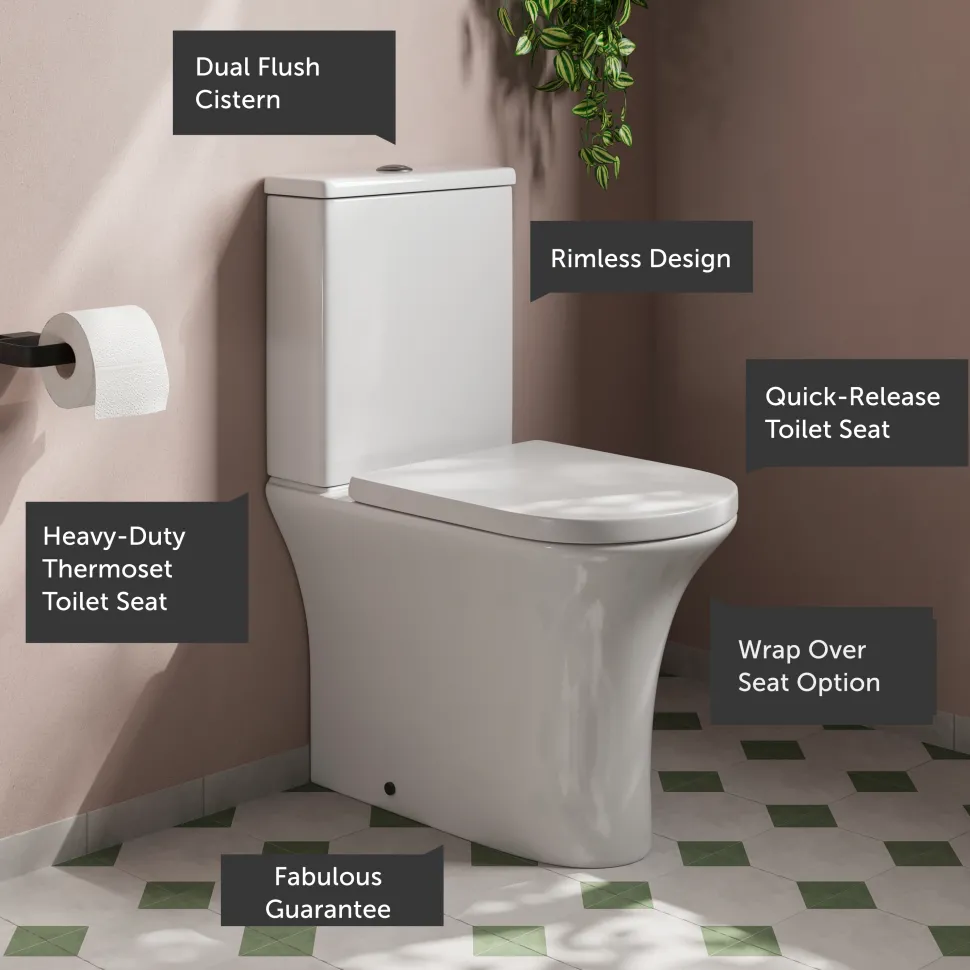 Lydia Rimless Close to Wall Close Coupled Toilet & Soft Close Seat