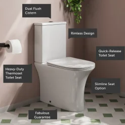 Lydia Rimless Close to Wall Close Coupled Toilet & Soft Close Seat
