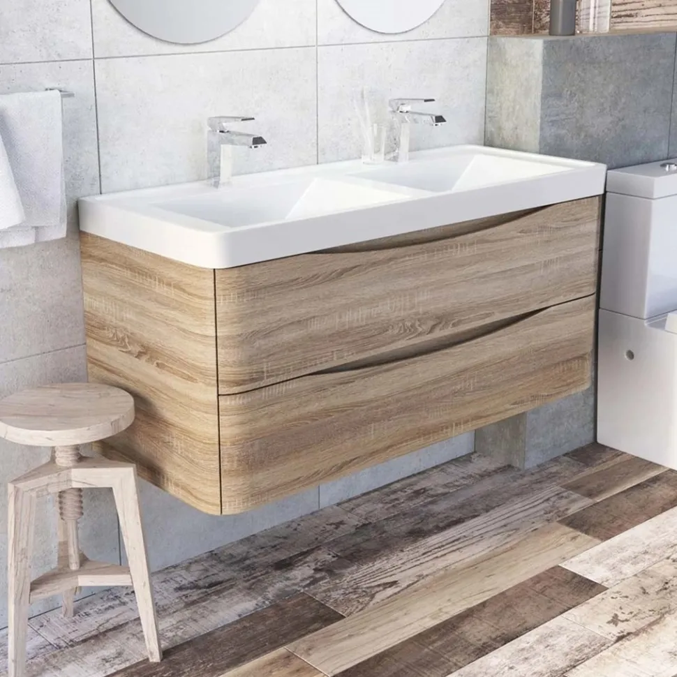 Maia 1200mm Wall Mounted Double Basin Vanity Unit