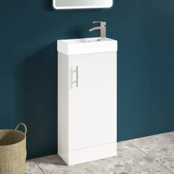 Maisie Compact 400mm Mini Cloakroom Vanity Unit and Basin - Gloss White