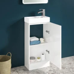 Maisie Compact 400mm Mini Cloakroom Vanity Unit and Basin - Gloss White