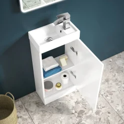 Maisie Compact 400mm Mini Cloakroom Vanity Unit and Basin - Gloss White