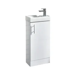 Maisie Compact 400mm Mini Cloakroom Vanity Unit and Basin - Gloss White