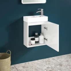 Maisie Compact Wall Mounted 400mm Cloakroom Vanity Unit and Basin - White Gloss