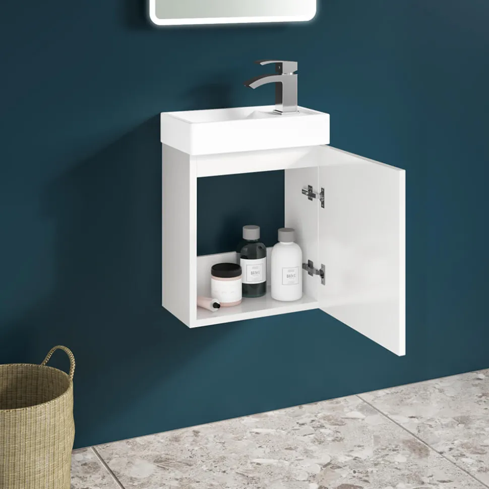 Maisie Compact Wall Mounted 400mm Cloakroom Vanity Unit and Basin - White Gloss