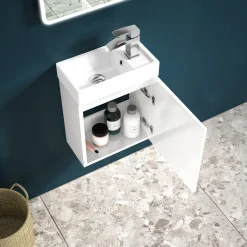 Maisie Compact Wall Mounted 400mm Cloakroom Vanity Unit and Basin - White Gloss