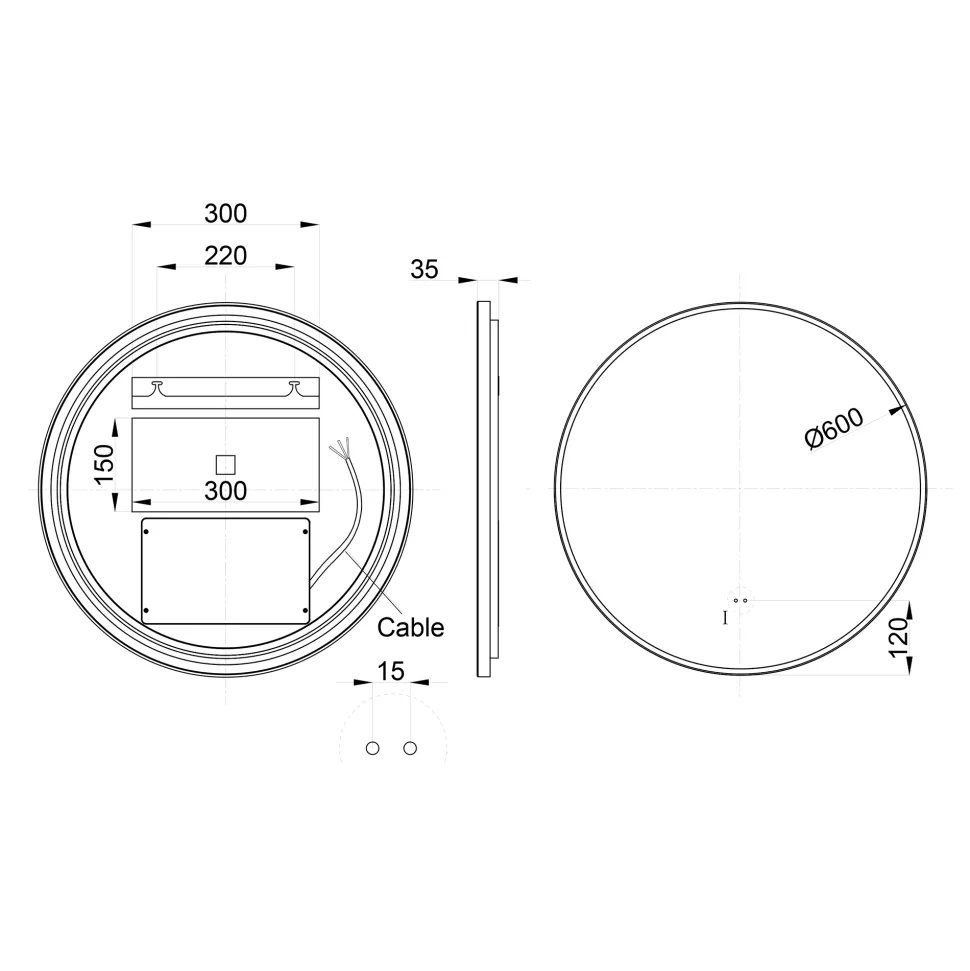 Marcos LED Illuminated Round Framed Mirror with Demister Pad & Colour Change Lights - 600mm