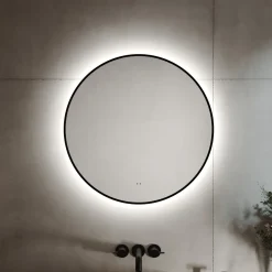 Marcos LED Illuminated Round Framed Mirror with Demister Pad & Colour Change Lights - 600mm