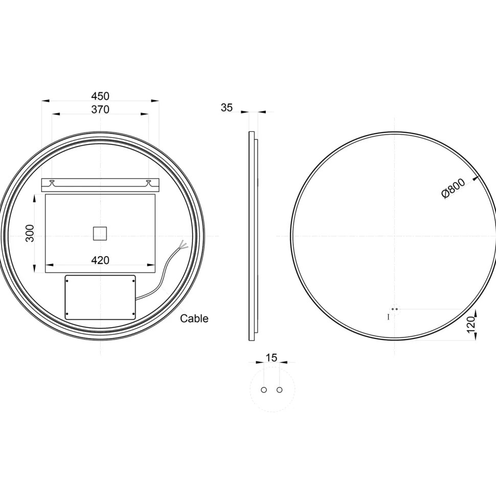 Marcos LED Illuminated Round Framed Mirror with Demister Pad & Colour Change Lights - 800mm