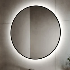 Marcos LED Illuminated Round Framed Mirror with Demister Pad & Colour Change Lights - 800mm