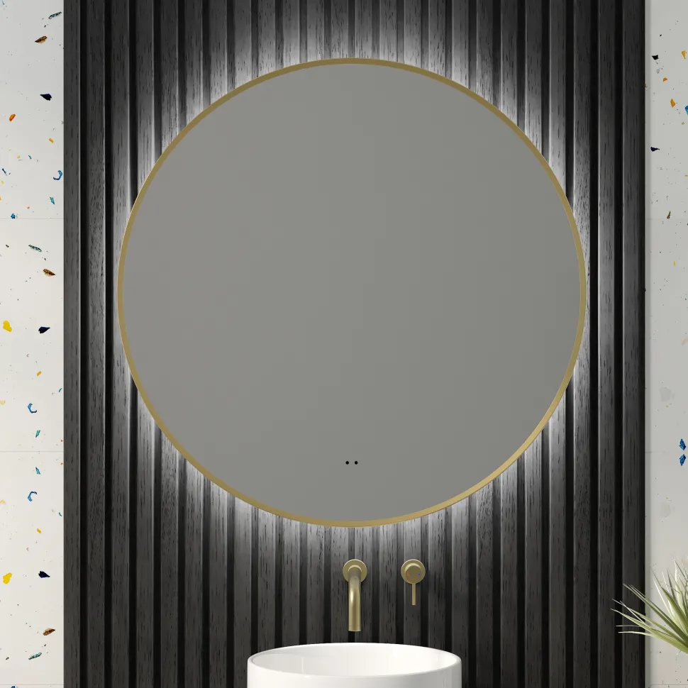 Marcos LED Illuminated Round Framed Mirror with Demister Pad & Colour Change Lights - 800mm