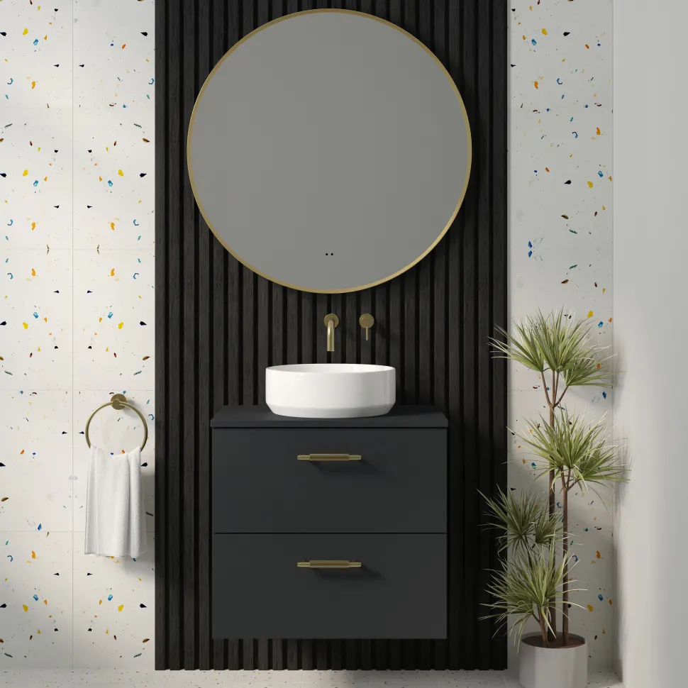 Marcos LED Illuminated Round Framed Mirror with Demister Pad & Colour Change Lights - 800mm