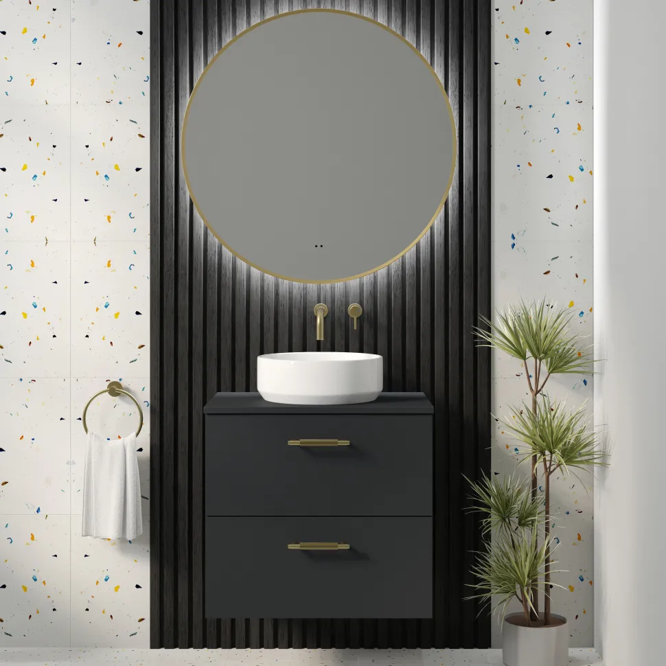 Marcos LED Illuminated Round Framed Mirror with Demister Pad & Colour Change Lights - 800mm
