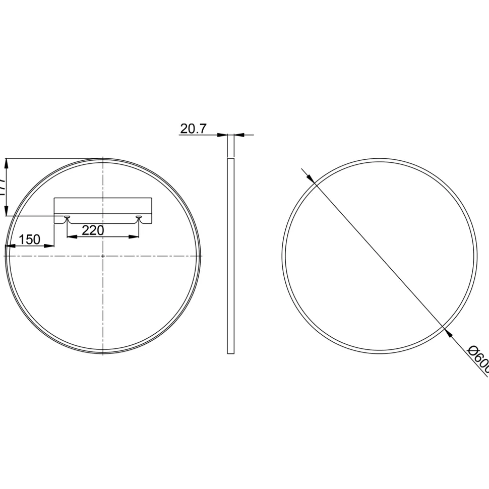 Marcos Round Framed Mirror - 600mm