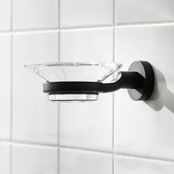 Miller Bond Matt Black Soap Dish Holder & Glass Soap Dish