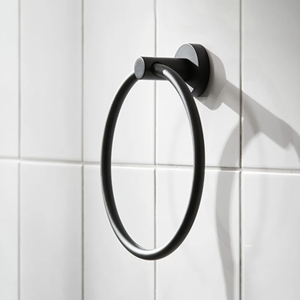 Miller Bond Matt Black Towel Ring
