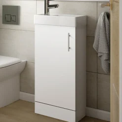 Minnie 400mm Floorstanding Cloakroom Vanity Unit & Basin - Gloss White