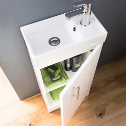 Minnie 400mm Floorstanding Cloakroom Vanity Unit & Basin - Gloss White