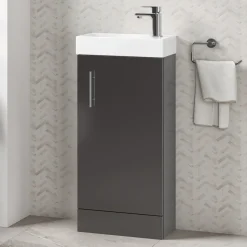 Minnie 400mm Floorstanding Cloakroom Vanity Unit & Basin - Gloss Grey