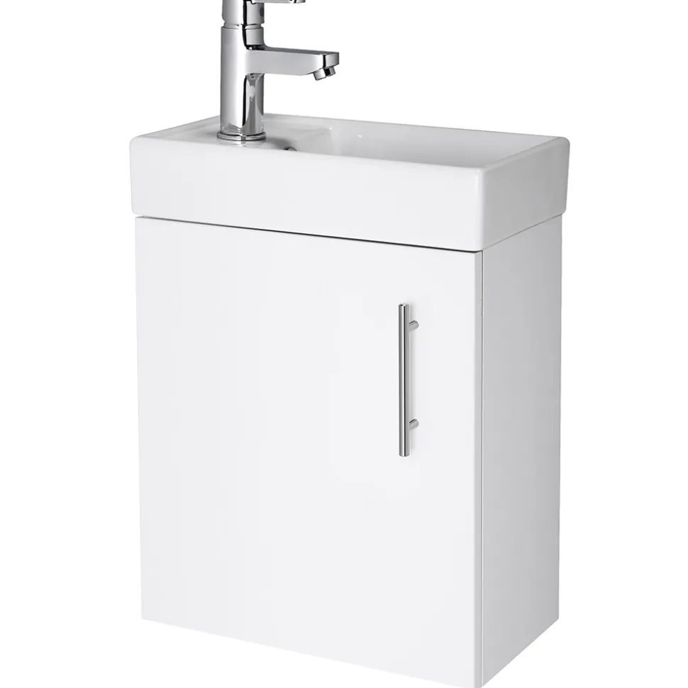 Minnie 400mm Wall Mounted Cloakroom Vanity Unit & Basin - Gloss White