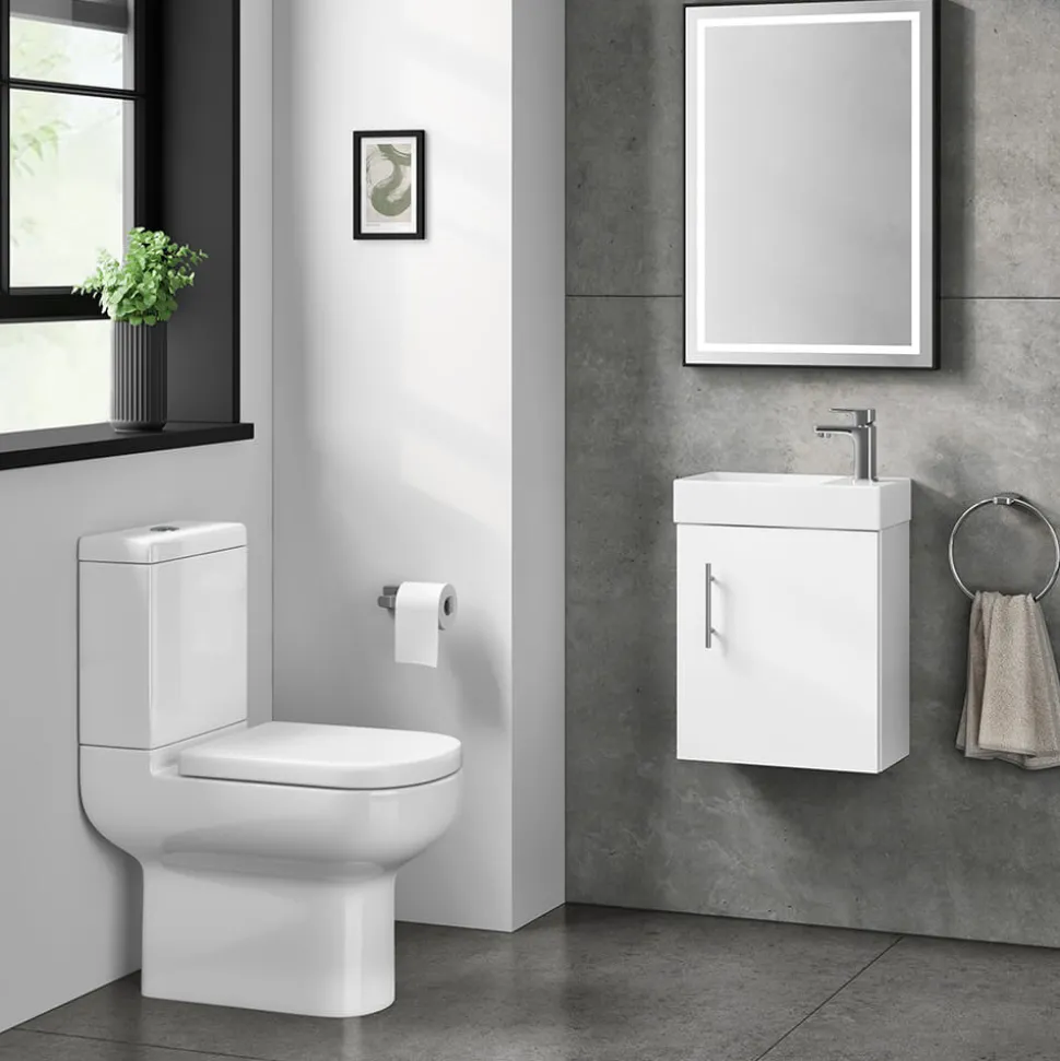 Minnie 400mm Wall Mounted Cloakroom Vanity Unit & Basin - Gloss White