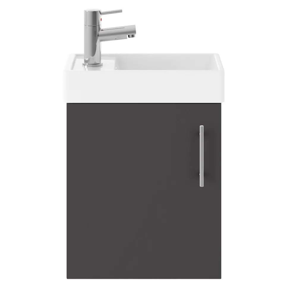Minnie 400mm Wall Mounted Cloakroom Vanity Unit & Basin - Gloss Grey
