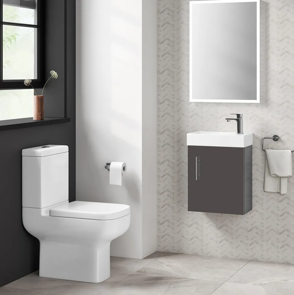 Minnie 400mm Wall Mounted Cloakroom Vanity Unit & Basin - Gloss Grey