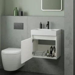 Minnie 500mm Wall Mounted 1 Door Vanity Unit & Polymarble Basin - Gloss White