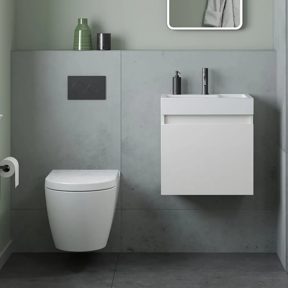 Minnie 500mm Wall Mounted 1 Door Vanity Unit & Polymarble Basin - Gloss White