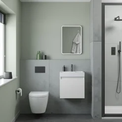 Minnie 500mm Wall Mounted 1 Door Vanity Unit & Polymarble Basin - Gloss White