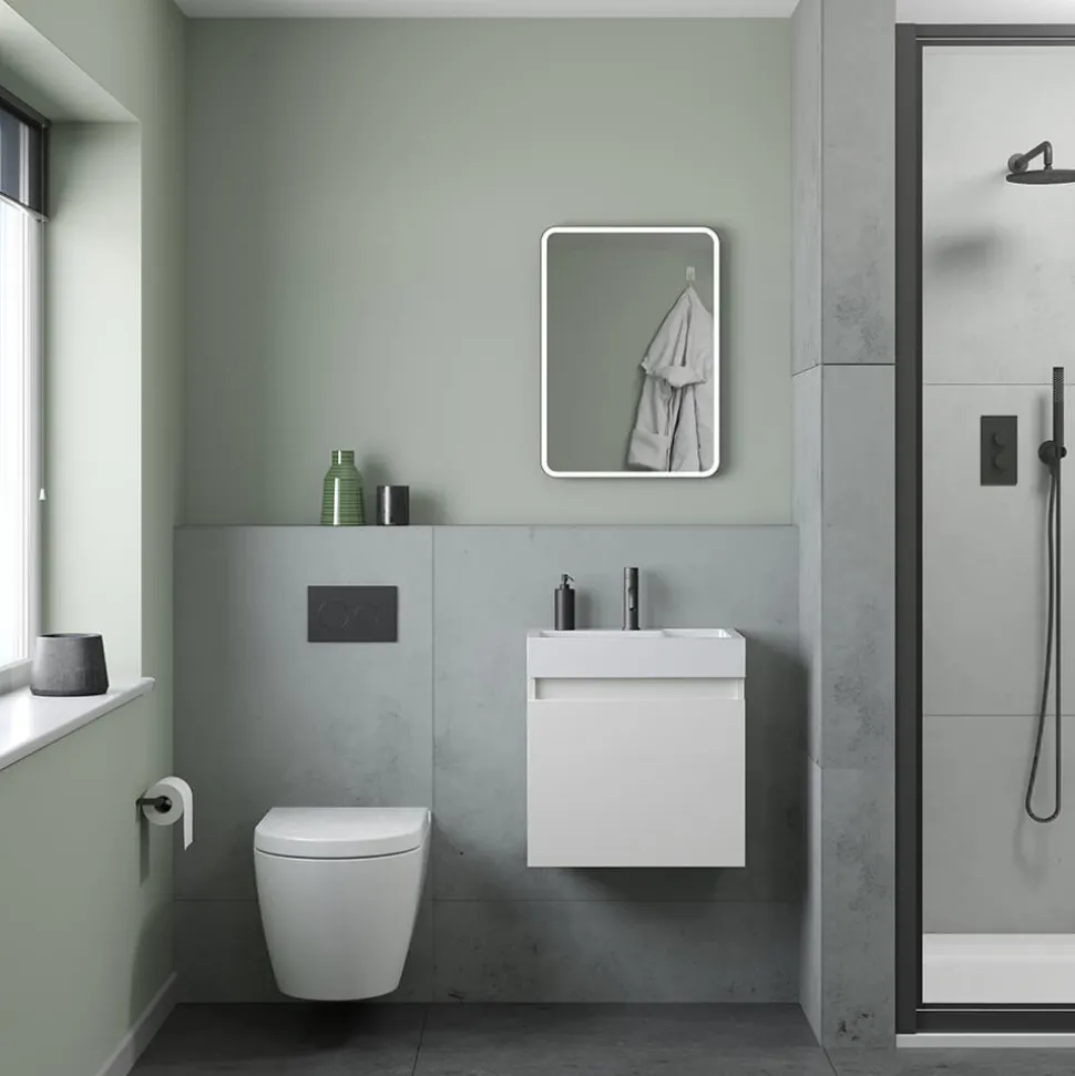 Minnie 500mm Wall Mounted 1 Door Vanity Unit & Polymarble Basin - Gloss White
