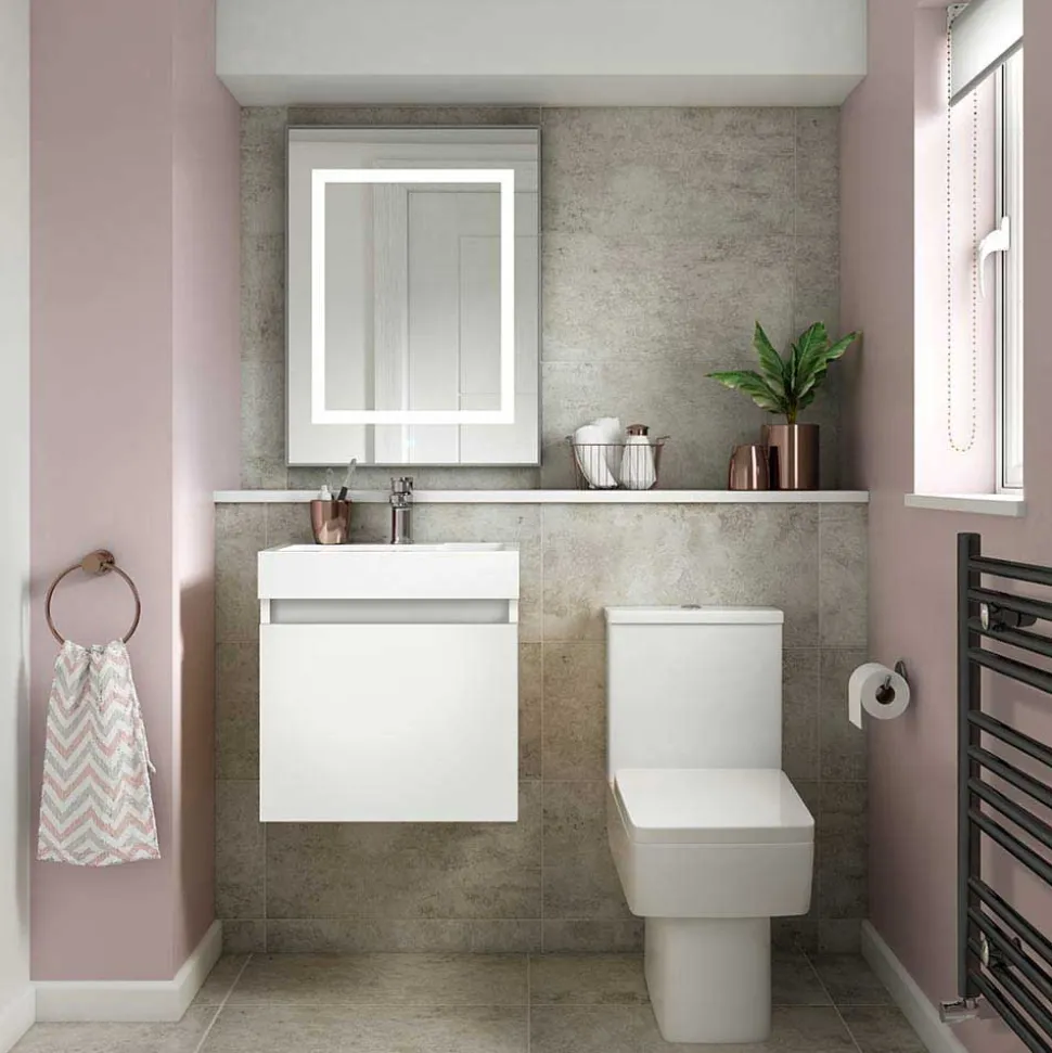 Minnie 500mm Wall Mounted 1 Door Vanity Unit & Polymarble Basin - Gloss White
