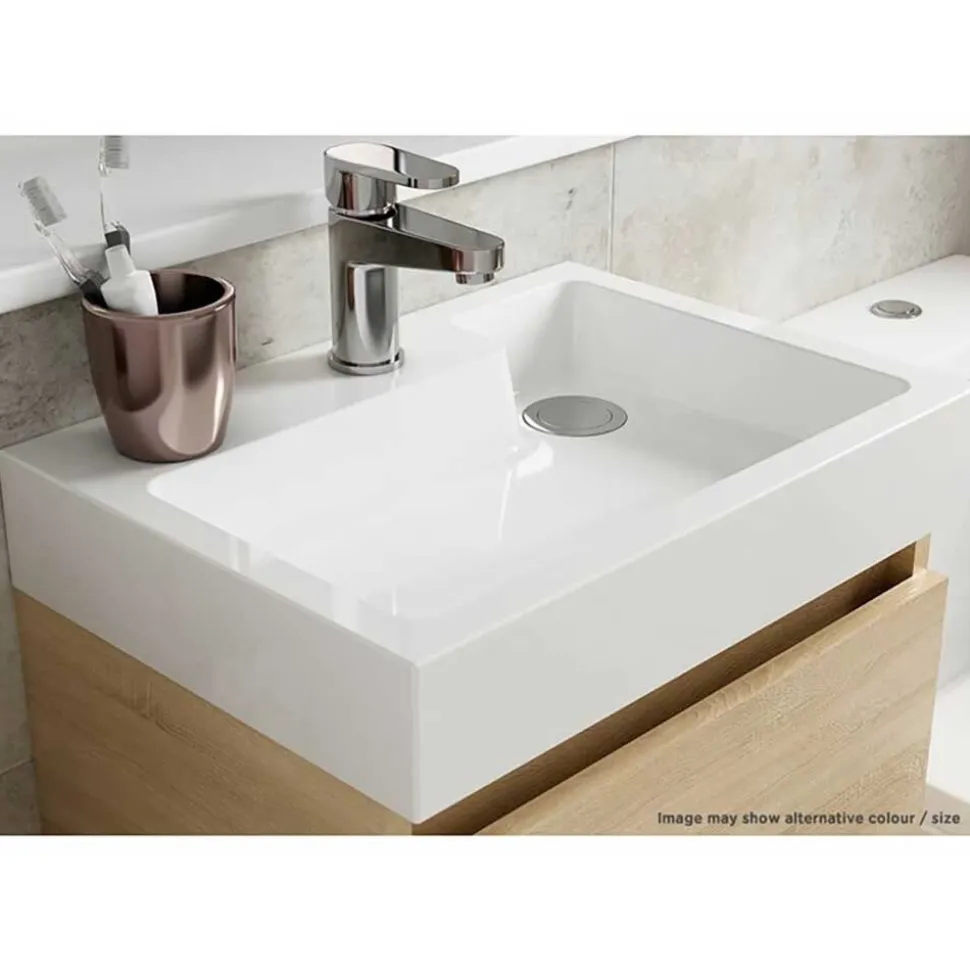 Minnie 500mm Wall Mounted 1 Door Vanity Unit & Polymarble Basin - Gloss White