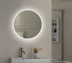Nicole LED Illuminated Round Slimline Bathroom Mirror with Demister Pad & Colour Change LEDs - 600mm & 800mm