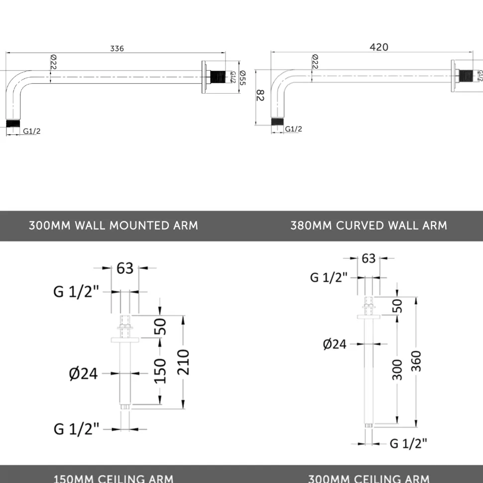 Nina Concealed Shower Valve, Fixed Shower Head & Handset