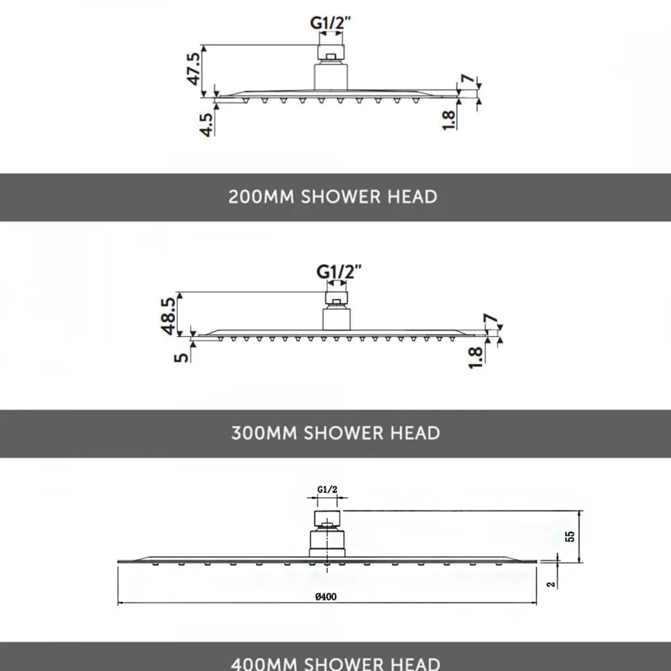 Nina Concealed Shower Valve, Fixed Shower Head & Handset