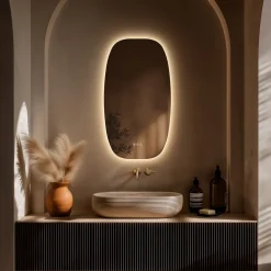 Origins Living Claris Barrel LED Illuminated Mirror with Demister Pad & Colour Change Lights - 500 x 900mm