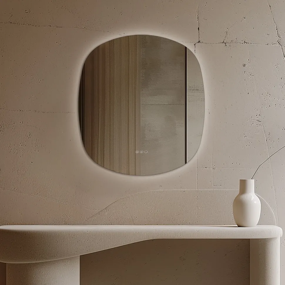 Origins Living Claris Curve Oblong LED Illuminated Mirror with Demister Pad - 700 x 780mm