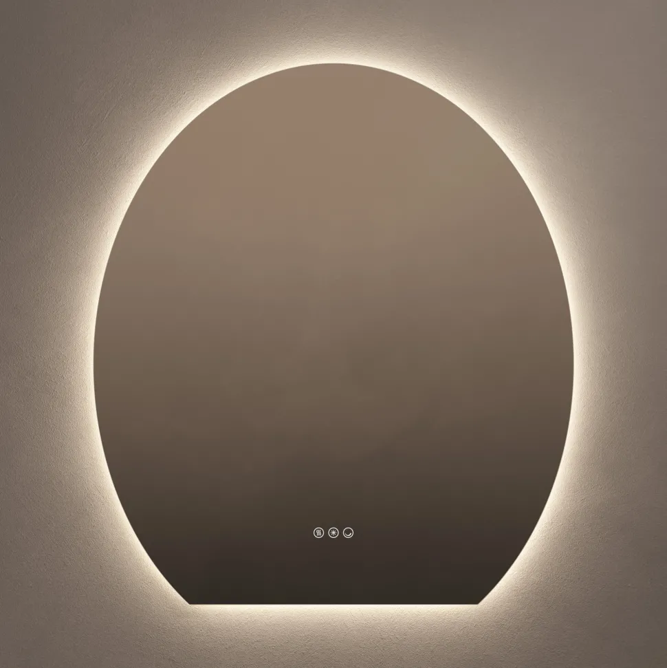 Origins Living Claris Oval Cut LED Illuminated Mirror with Demister Pad & Colour Change Lights - 800 x 900mm