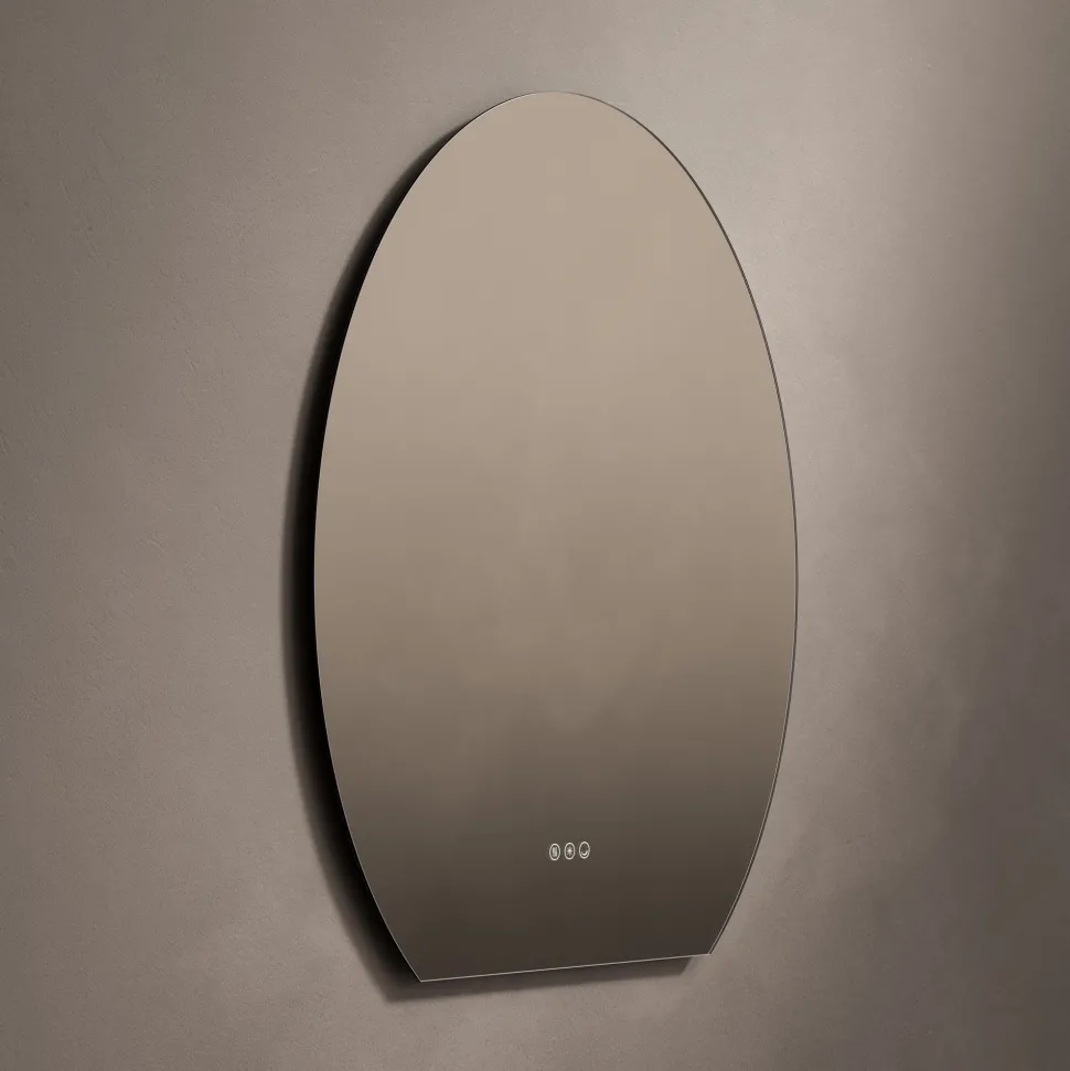 Origins Living Claris Oval Cut LED Illuminated Mirror with Demister Pad & Colour Change Lights - 800 x 900mm