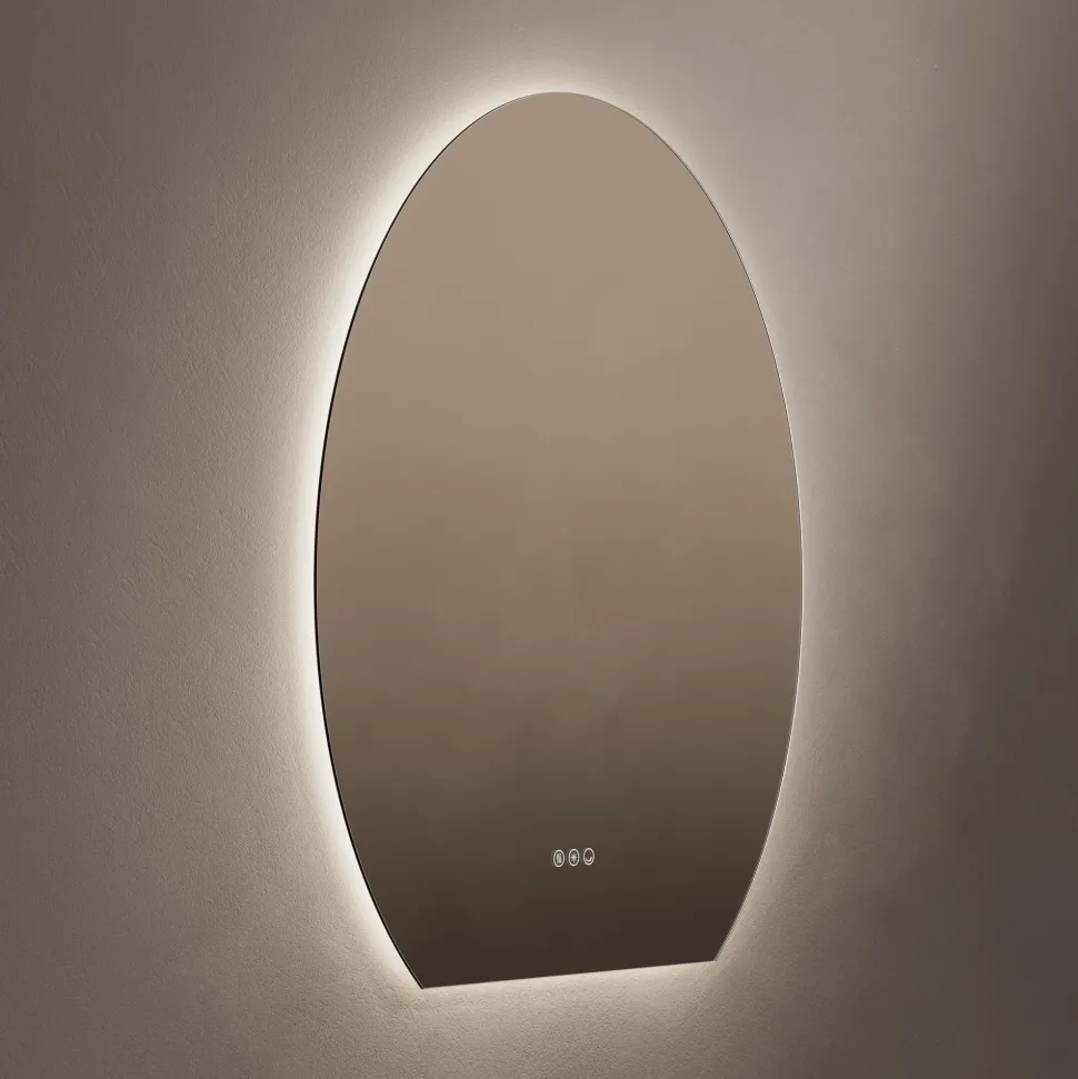 Origins Living Claris Oval Cut LED Illuminated Mirror with Demister Pad & Colour Change Lights - 800 x 900mm